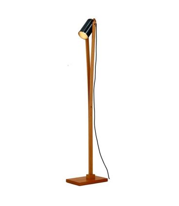 Luminária de Piso Otto Madeira Jequitibá Cúpula Alumínio Preto 150cm - 65576