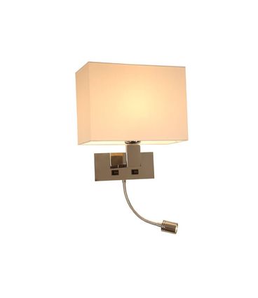 Luminária de Parede Fun Aço Inox Polido Cúpula Linho Off White 27cm - 65678