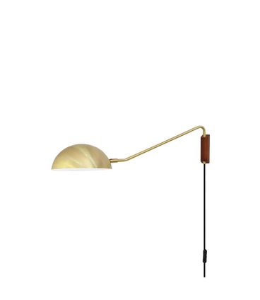 Luminária de Parede Luar Aço e Madeira Dourado Escovado - 65689