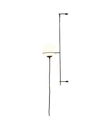 Luminária de Parede Cady Aço Preto Fosco e Cúpula de Vidro Leitoso - 65704