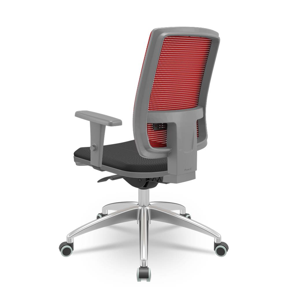Cadeira-Brizza-Diretor-Grafite-Tela-Vermelho-Assento-Aero-Preto-com-Autocompensador-e-Base-em-Aluminio