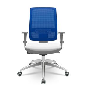 Cadeira Brizza Diretor Grafite Tela Azul Assento Aero Branco com Autocompensador e Base em Alumínio  - 65752