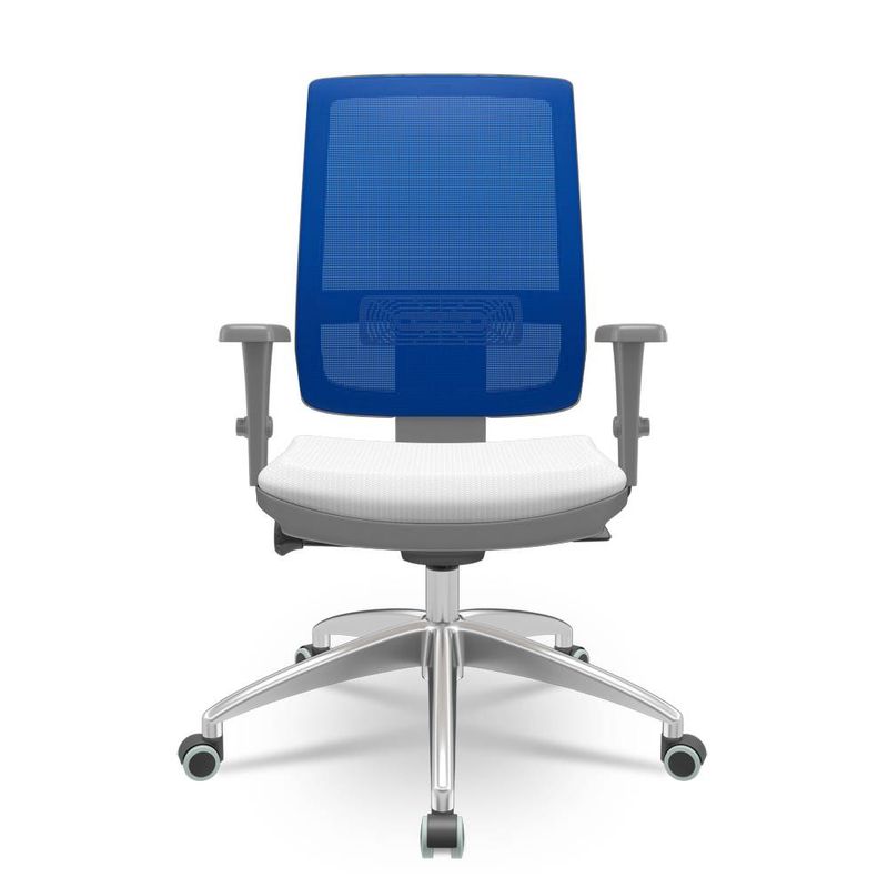 CadeiraBrizzaDiretorGrafiteTelaAzulAssentoAeroBrancocomAutocompensadoreBaseemAluminio