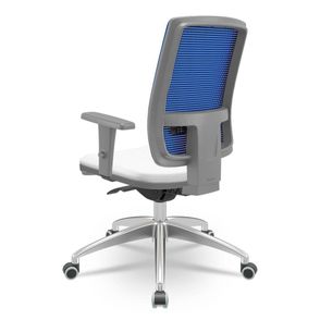Cadeira Brizza Diretor Grafite Tela Azul Assento Aero Branco com Autocompensador e Base em Alumínio  - 65752