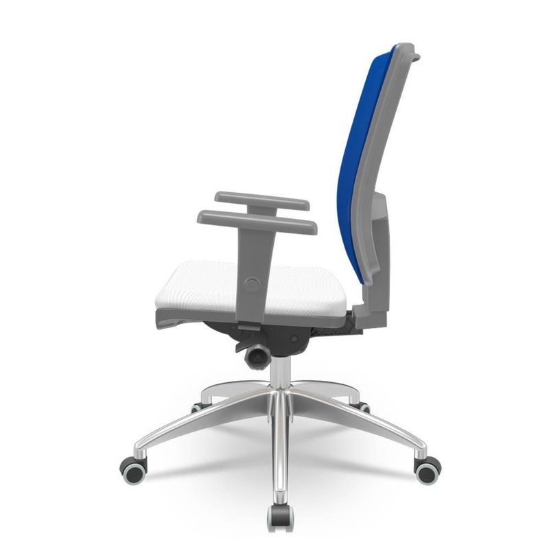 CadeiraBrizzaDiretorGrafiteTelaAzulAssentoAeroBrancocomAutocompensadoreBaseemAluminio