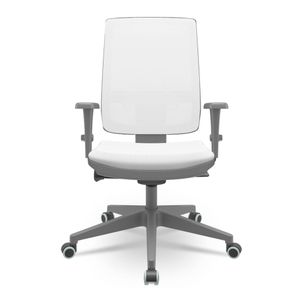 Cadeira Brizza Diretor Grafite Tela Branca Assento Aero Branco com Autocompensador e Base em Alumínio  - 65756