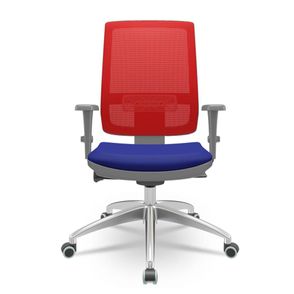 Cadeira Brizza Diretor Grafite Tela Vermelha com Assento Aero Azul Base Autocompensador Aluminio - 65760