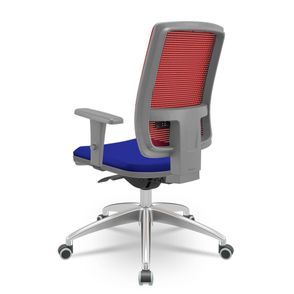 Cadeira Brizza Diretor Grafite Tela Vermelha com Assento Aero Azul Base Autocompensador Aluminio - 65760