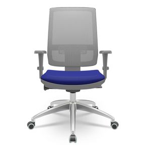 Cadeira Brizza Diretor Grafite Tela Cinza com Assento Aero Azul Base Autocompensador Aluminio - 65762
