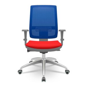 Cadeira Brizza Diretor Grafite Tela Azul com Assento Aero Vermelho Base Autocompensador Aluminio - 65766