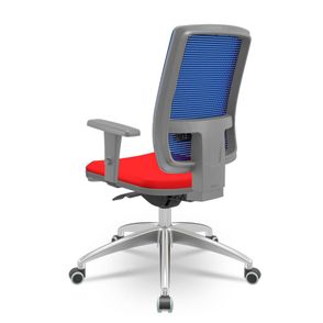 Cadeira Brizza Diretor Grafite Tela Azul com Assento Aero Vermelho Base Autocompensador Aluminio - 65766