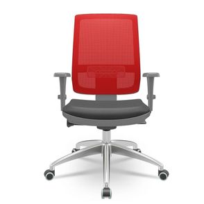 Cadeira Brizza Diretor Grafite Tela Vermelha com Assento Vinil Preto Base Autocompensador Aluminio - 65784