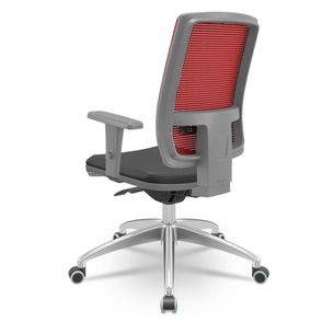 Cadeira Brizza Diretor Grafite Tela Vermelha com Assento Vinil Preto Base Autocompensador Aluminio - 65784