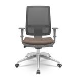 CadeiraBrizzaDiretorGrafiteTelaPretacomAssentoVinilMarromBaseAutocompensadorAluminio