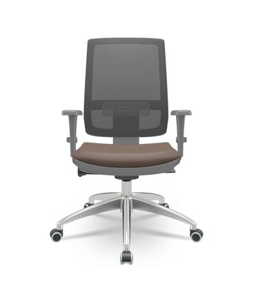 Cadeira Brizza Diretor Grafite Tela Preta com Assento Vinil Marrom Base Autocompensador Aluminio - 65788