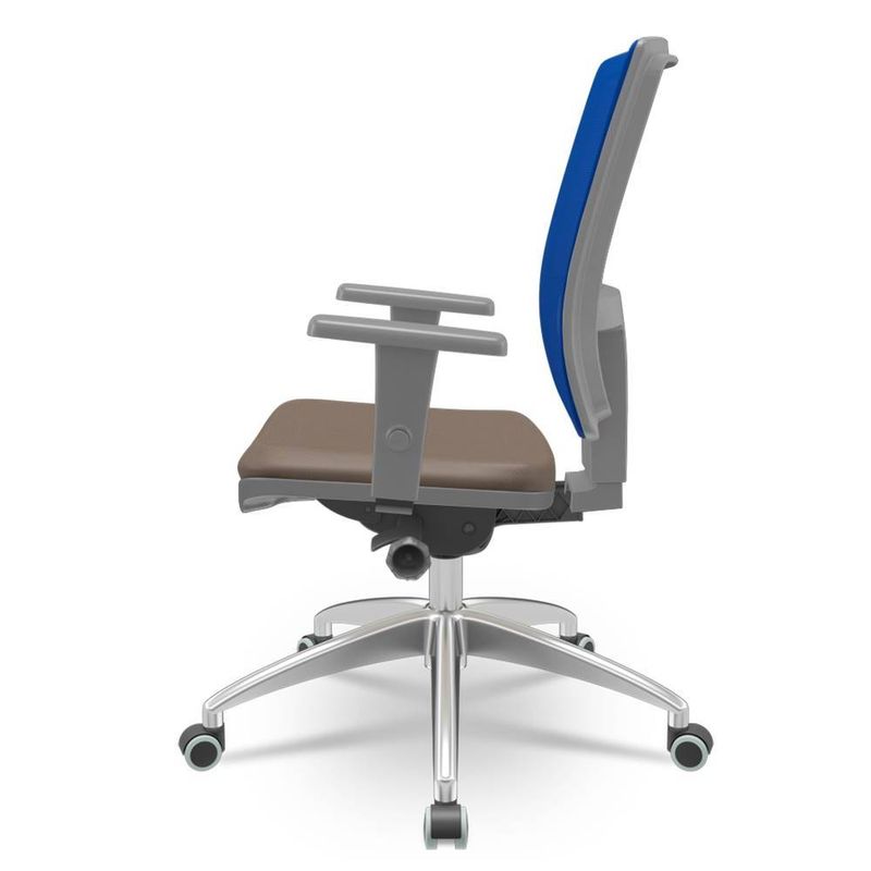 CadeiraBrizzaDiretorGrafiteTelaAzulcomAssentoVinilMarromBaseAutocompensadorAluminio65790