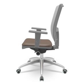 Cadeira Brizza Diretor Grafite Tela Cinza com Assento Vinil Marrom Base Autocompensador Aluminio - 65791