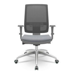 Cadeira Brizza Diretor Grafite Tela Preta com Assento Vinil Cinza Base Autocompensador Aluminio - 65793