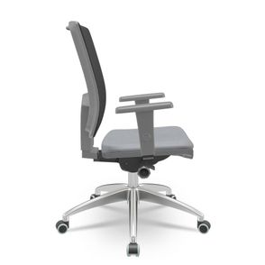 Cadeira Brizza Diretor Grafite Tela Preta com Assento Vinil Cinza Base Autocompensador Aluminio - 65793