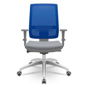 Cadeira Brizza Diretor Grafite Tela Azul com Assento Vinil Cinza Base Autocompensador Aluminio - 65795