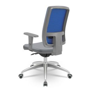 Cadeira Brizza Diretor Grafite Tela Azul com Assento Vinil Cinza Base Autocompensador Aluminio - 65795
