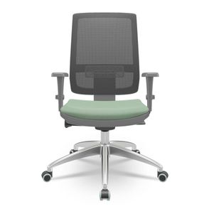 Cadeira Brizza Diretor Grafite Tela Preta com Assento Vinil Verde Base Autocompensador Aluminio - 65798