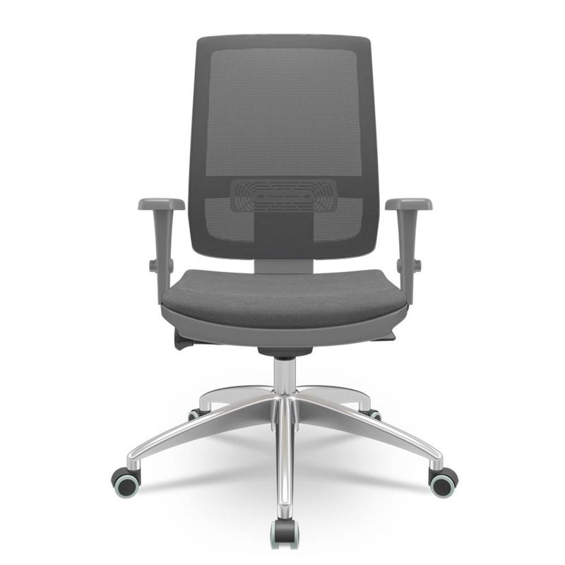 CadeiraBrizzaDiretorGrafiteTelaPretacomAssentoPoliesterCinzaBaseAutocompensadorAluminio65808