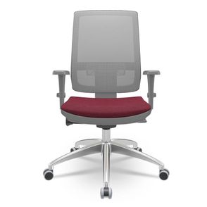 Cadeira Brizza Diretor Grafite Tela Cinza com Assento Poliester Vinho Base Autocompensador Aluminio - 65822