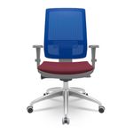 CadeiraBrizzaDiretorGrafiteTelaAzulcomAssentoPoliesterVinhoBaseAutocompensadorAluminio65821