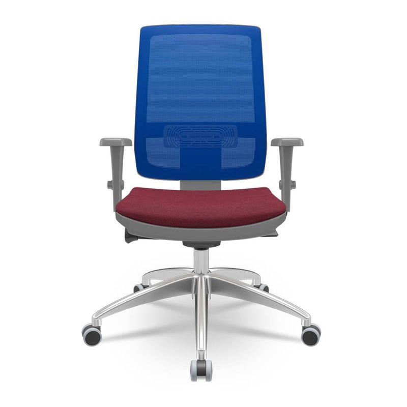 CadeiraBrizzaDiretorGrafiteTelaAzulcomAssentoPoliesterVinhoBaseAutocompensadorAluminio65821