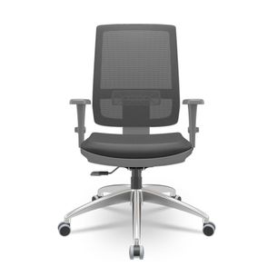 Cadeira Brizza Diretor Grafite Tela Preta Assento Vinil Preto Base RelaxPlax Aluminio - 65897