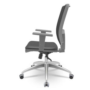 Cadeira Brizza Diretor Grafite Tela Preta Assento Vinil Preto Base RelaxPlax Aluminio - 65897