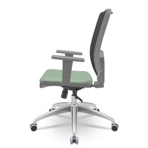 Cadeira Brizza Diretor Grafite Tela Preta Assento Vinil Verde Base RelaxPlax Alumínio