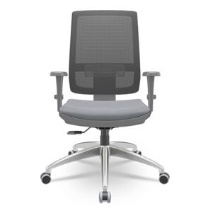 Cadeira Brizza Diretor Grafite Tela Preta Assento Poliester Cinza Base RelaxPlax Aluminio - 65906