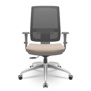 Cadeira Brizza Diretor Grafite Tela Preta Assento Poliester Fendi Base RelaxPlax Aluminio  - 65907