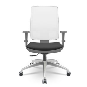 Cadeira Brizza Diretor Grafite Tela Branca Assento Aero Preto Base RelaxPlax Alumínio - 65984