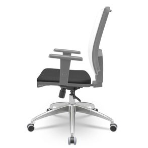 Cadeira Brizza Diretor Grafite Tela Branca Assento Aero Preto Base RelaxPlax Alumínio - 65984