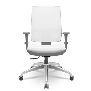 Cadeira Brizza Diretor Grafite Tela Branca Assento Aero Branco Base RelaxPlax Alumínio - 65985