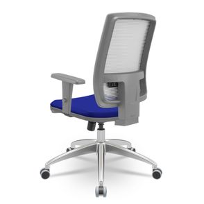 Cadeira Brizza Diretor Grafite Tela Branca Assento Aero Azul Base RelaxPlax Alumínio - 65988