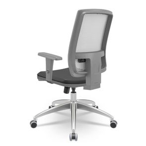 Cadeira Brizza Diretor Grafite Tela Branca Assento Vinil Preto Base RelaxPlax Alumínio - 65994