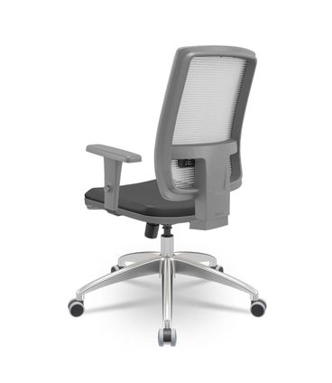 Cadeira Brizza Diretor Grafite Tela Branca Assento Vinil Preto Base RelaxPlax Alumínio - 65994