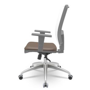 Cadeira Brizza Diretor Grafite Tela Branca Assento Vinil Marrom Base RelaxPlax Alumínio - 65995