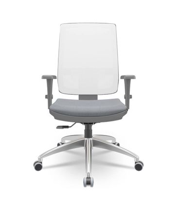 Cadeira Brizza Diretor Grafite Tela Branca Assento Vinil Cinza Base RelaxPlax Alumínio - 65997