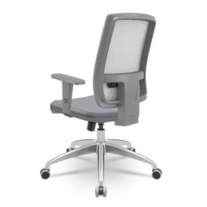 Cadeira Brizza Diretor Grafite Tela Branca Assento Vinil Cinza Base RelaxPlax Alumínio - 65997
