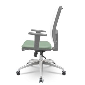 Cadeira Brizza Diretor Grafite Tela Branco Assento Vinil Verde Base RelaxPlax Alumínio - 66000