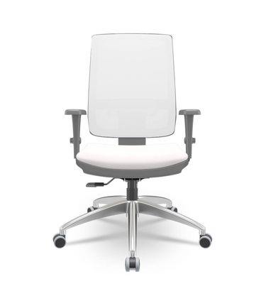 Cadeira Brizza Diretor Grafite Tela Branca Assento Vinil Eco Branco Base RelaxPlax Alumínio - 66001