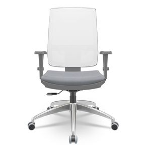 Cadeira Brizza Diretor Grafite Tela Branca Assento Poliester Cinza Base RelaxPlax Aluminio  - 66002