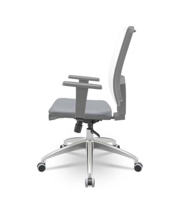 Cadeira Brizza Diretor Grafite Tela Branca Assento Poliester Cinza Base RelaxPlax Aluminio  - 66002