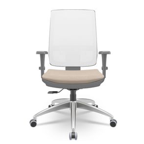 Cadeira Brizza Diretor Grafite Tela Branca Assento Poliester Fendi Base RelaxPlax Aluminio  - 66003