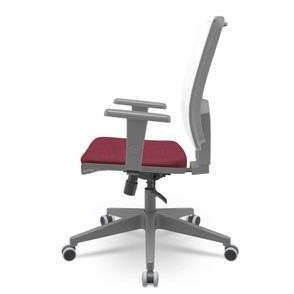 Cadeira Brizza Diretor Grafite Tela Branca Assento Poliester Vinho Base RelaxPlax Alumínio - 66004